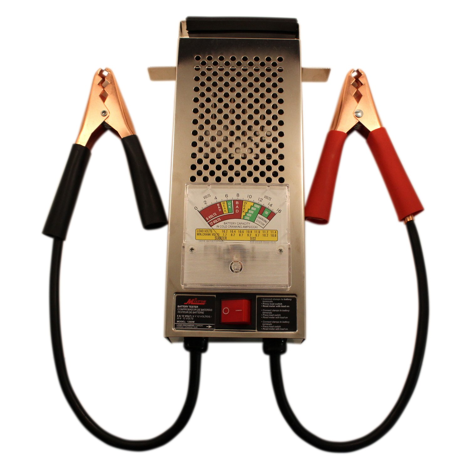 Milton 1260M 120 AMP Heavy Duty Battery Tester for Car, Truck & Marine Batteries - Chrome Plated - Perfect for Auto Shops, Roadside Assistance & DIY Battery Maintenance