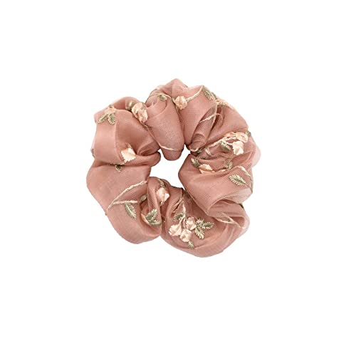 2 Pack Floral Hair Ties - Double Mesh Hair Ropes, Stretchy Hair Bands for Women & Girls - Perfect for Ponytails, Buns & Everyday Hairstyles