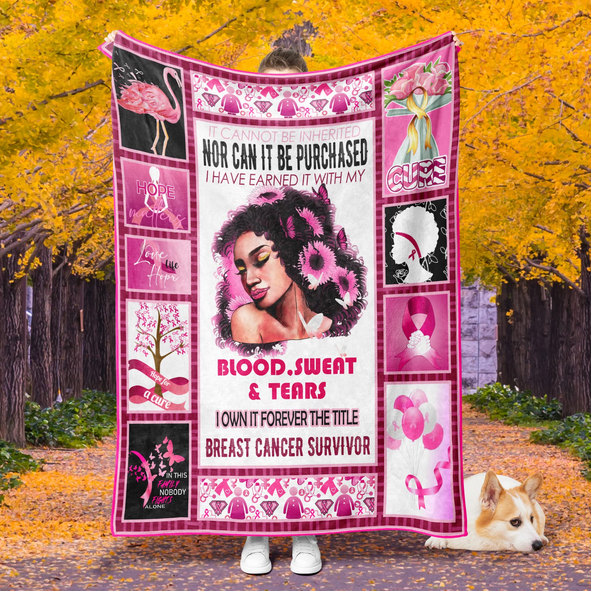 Prokelin Ultra-Soft Flannel Plush Breast Cancer Awareness Throw Blanket for Women - 80