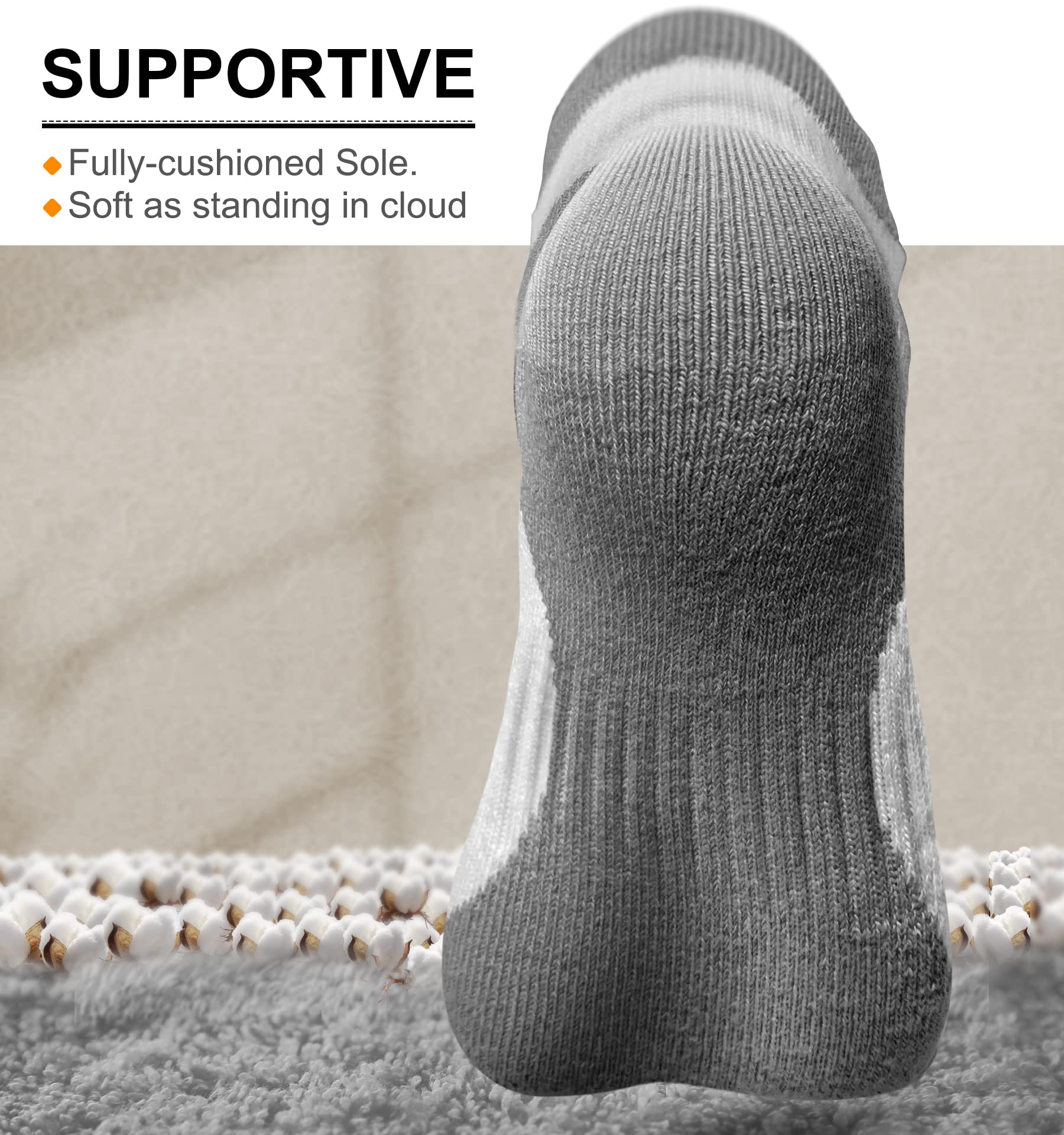 BULLIANT Women's Athletic Socks 6-Pack - No Show Cushioned for Running & Walking with Arch Support - Perfect for Sports & Daily Wear