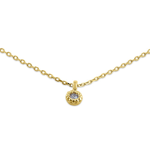 14K Yellow Gold Round Diamond Pendant Necklace for Women - Elegant & Dainty Jewelry Gift for Birthday, Anniversary & Special Occasions