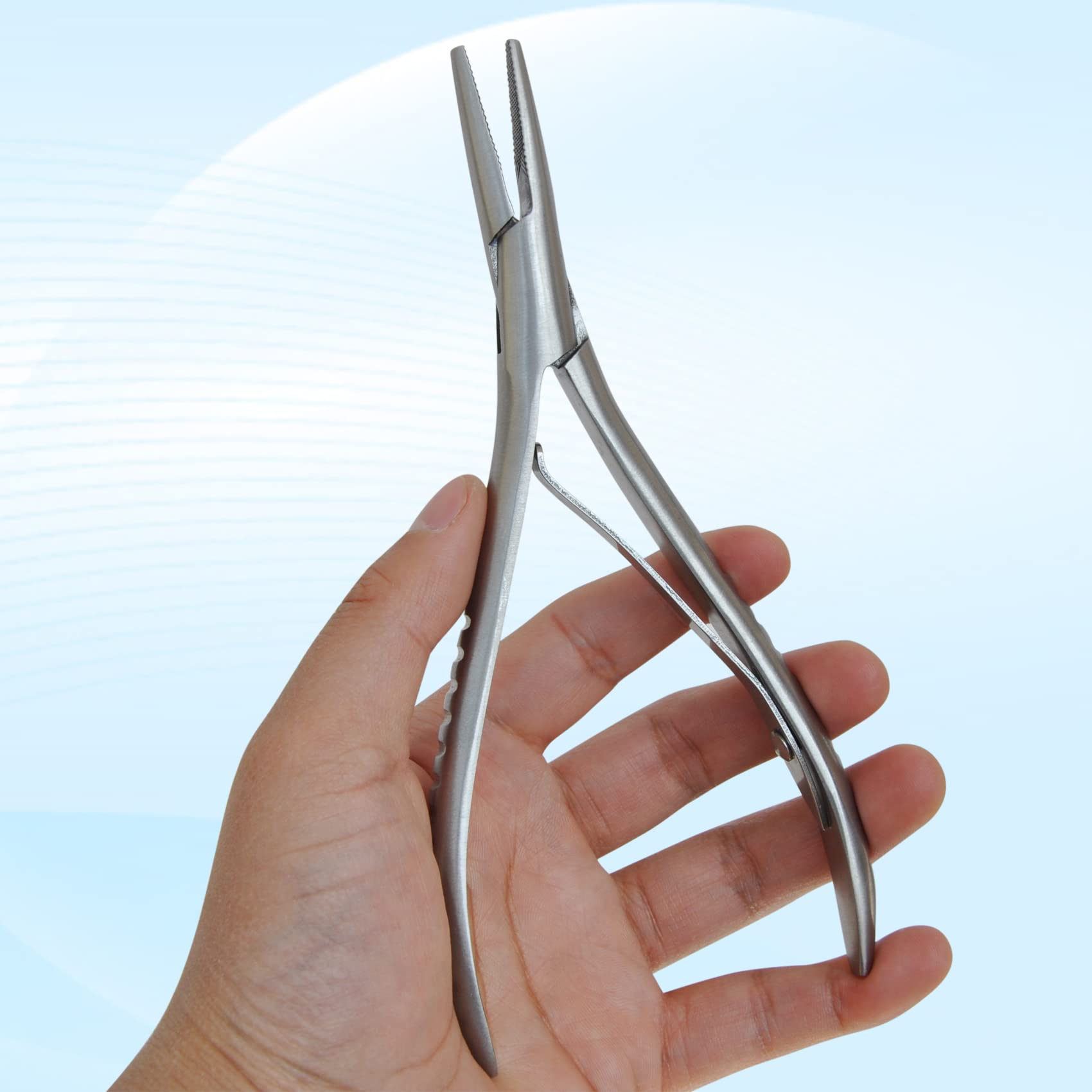 Professional Flat Shape Silver Stainless Steel Hair Extension Pliers - Multi-Function Hair Extension Tools for Seamless Extensions, Salon & DIY Use at Home