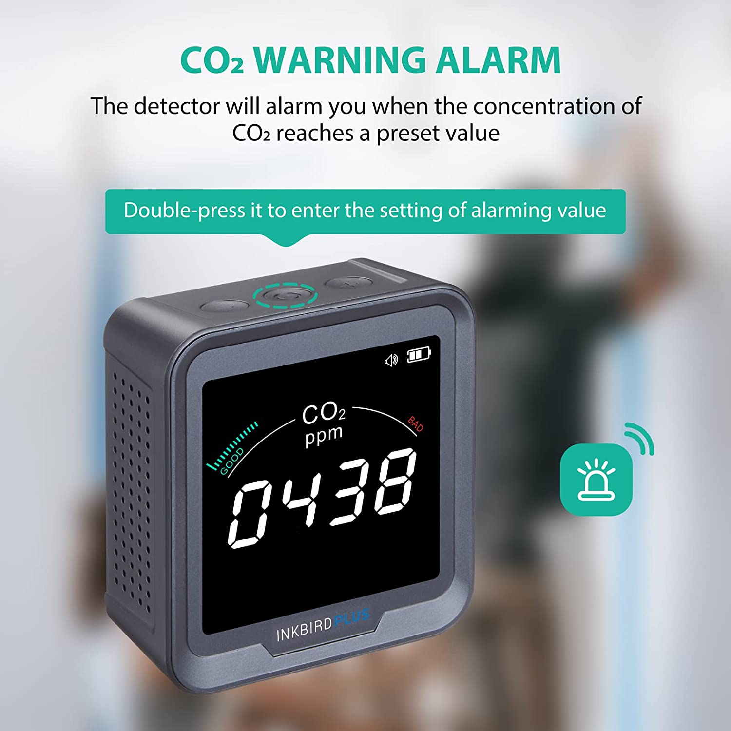 3-in-1 Digital CO2 Detector with Temperature & Humidity Monitor (PTH-9C) - Ideal for Home, Office, and Indoor Air Quality Monitoring