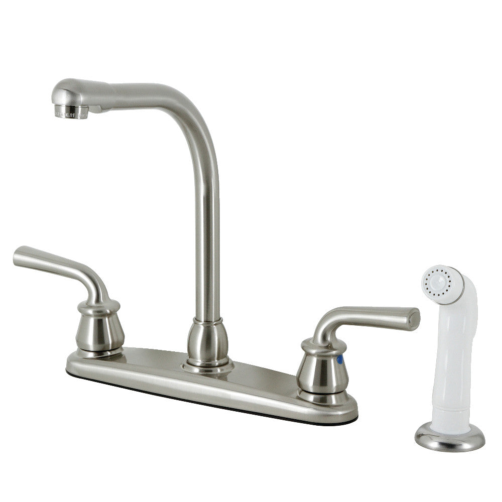 Kingston Brass KB718RXL 8-Inch Centerset Kitchen Faucet with White Sprayer - Vintage Style Pull-Down Sprayer for Farmhouse & Traditional Kitchens (Perfect for Sink Cleaning & Dishwashing)