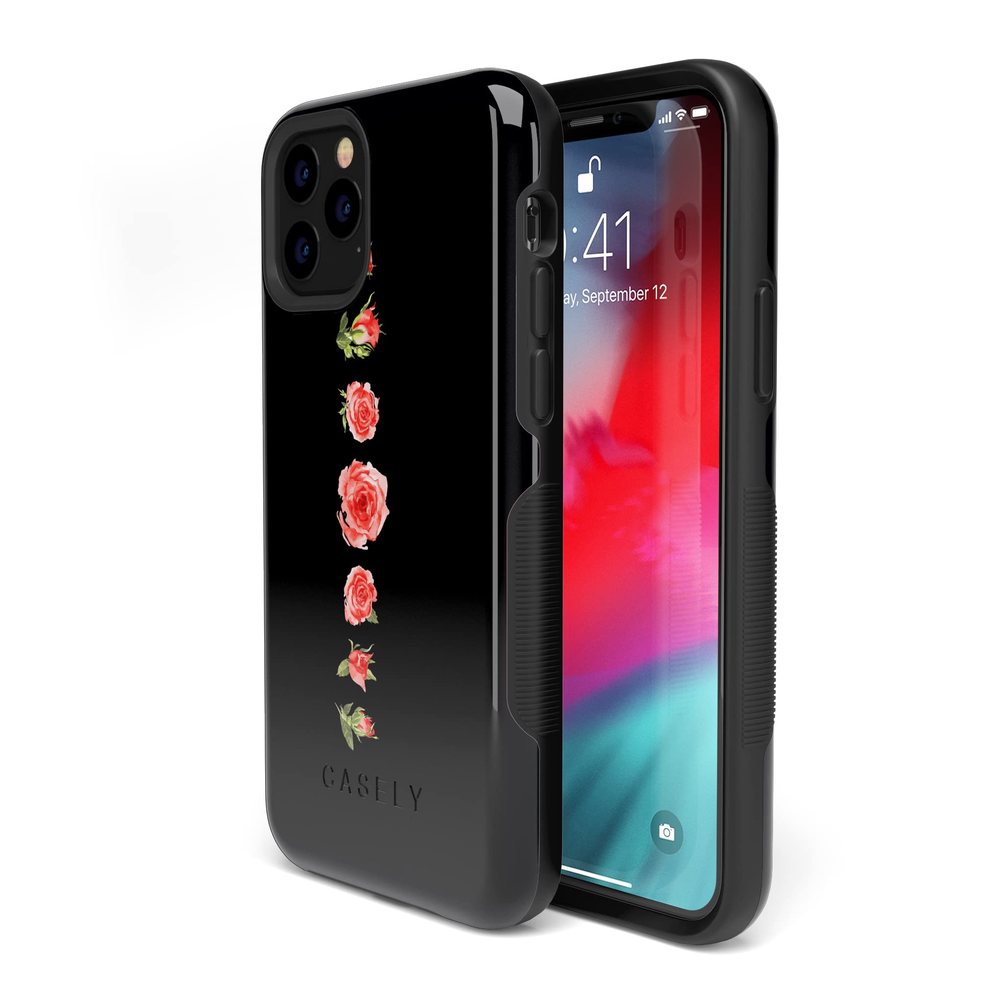 Casely iPhone 11 Pro Max Case - Floral Design with Blooming Red Roses | Slim Protective Cover for iPhone 11 Pro Max | Perfect for Everyday Use, Work, and Special Occasions