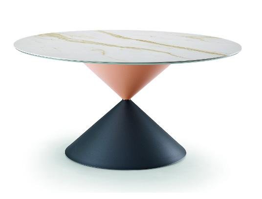 Midj Clessidra Modern Dining Table - Elegant Glass Top & Sturdy Metal Base for Kitchen, Dining Room, or Open-Concept Living Space