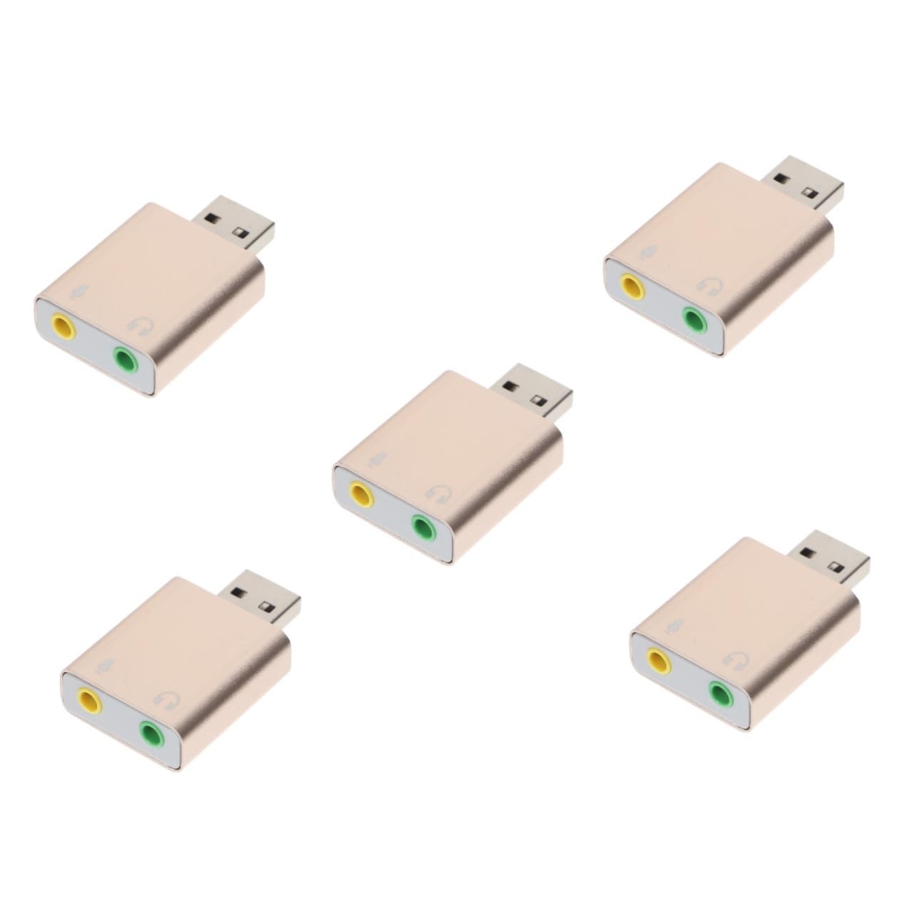 Gadpiparty USB Sound Card 5-Pack - External USB Audio Adapter with Microphone Jack for Laptop & PC - Aluminum Alloy USB to 3.5mm Audio Converter - Perfect for Gaming, Online Meetings & Music Streaming