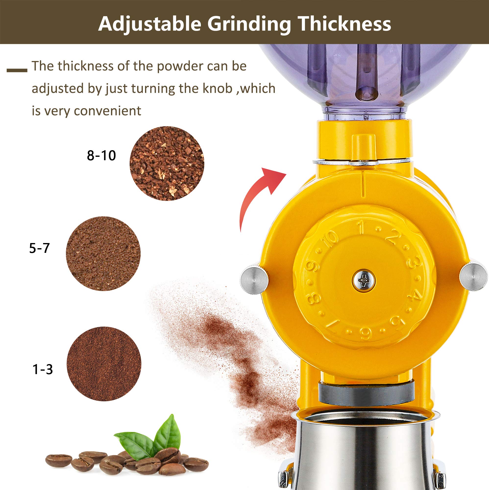 Premium Electric Burr Coffee Grinder - 10 Adjustable Coarse Grind Settings for Drip, Percolator & French Press - Ghost Teeth Burr Mill with Cleaning Brush (110V) - Perfect for Home, Office & Coffee Enthusiasts