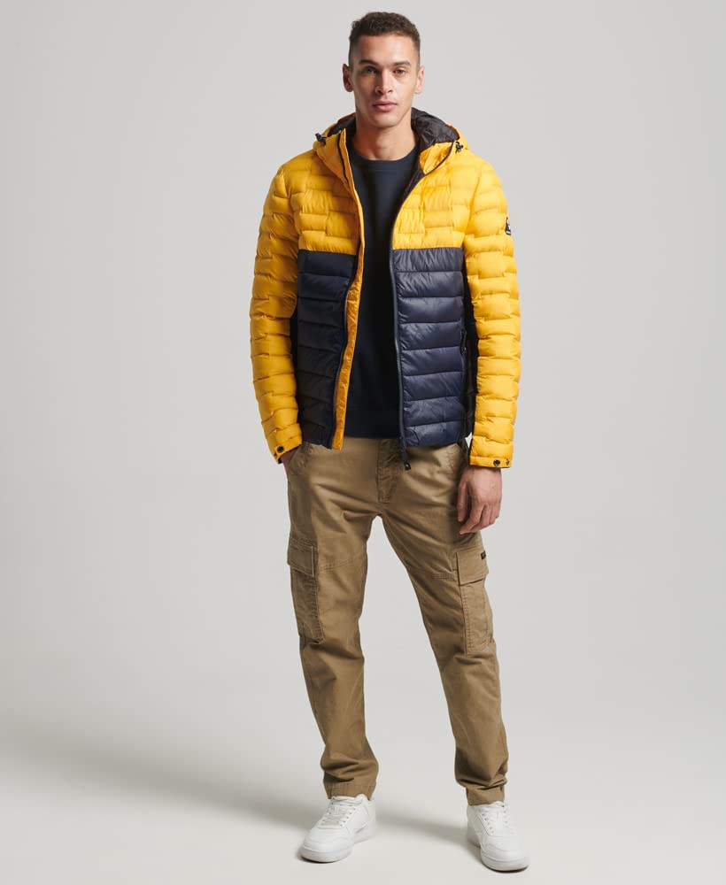 Superdry Men's Radar Quilt Mix Padded Jacket - Slim Fit Winter Coat with Bungee Cord Hood | Water-Resistant Lightweight Jacket for Outdoor Activities, Hiking & Urban Fashion