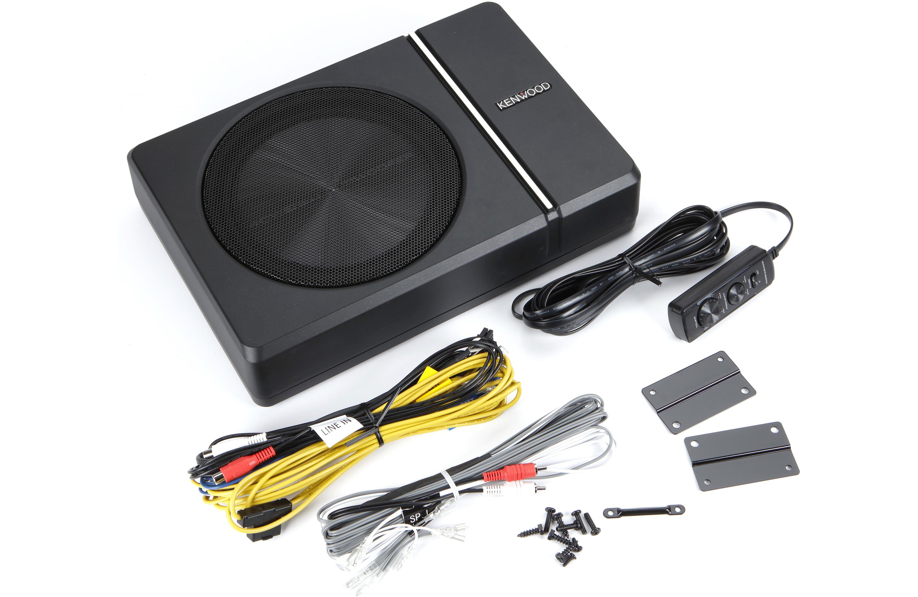 Kenwood KSC PSW8 Compact Powered Subwoofer - 8 Inch Car Audio Bass Speaker with Built-in Amplifier | Perfect for Car Audio Systems & Home Theater Setups