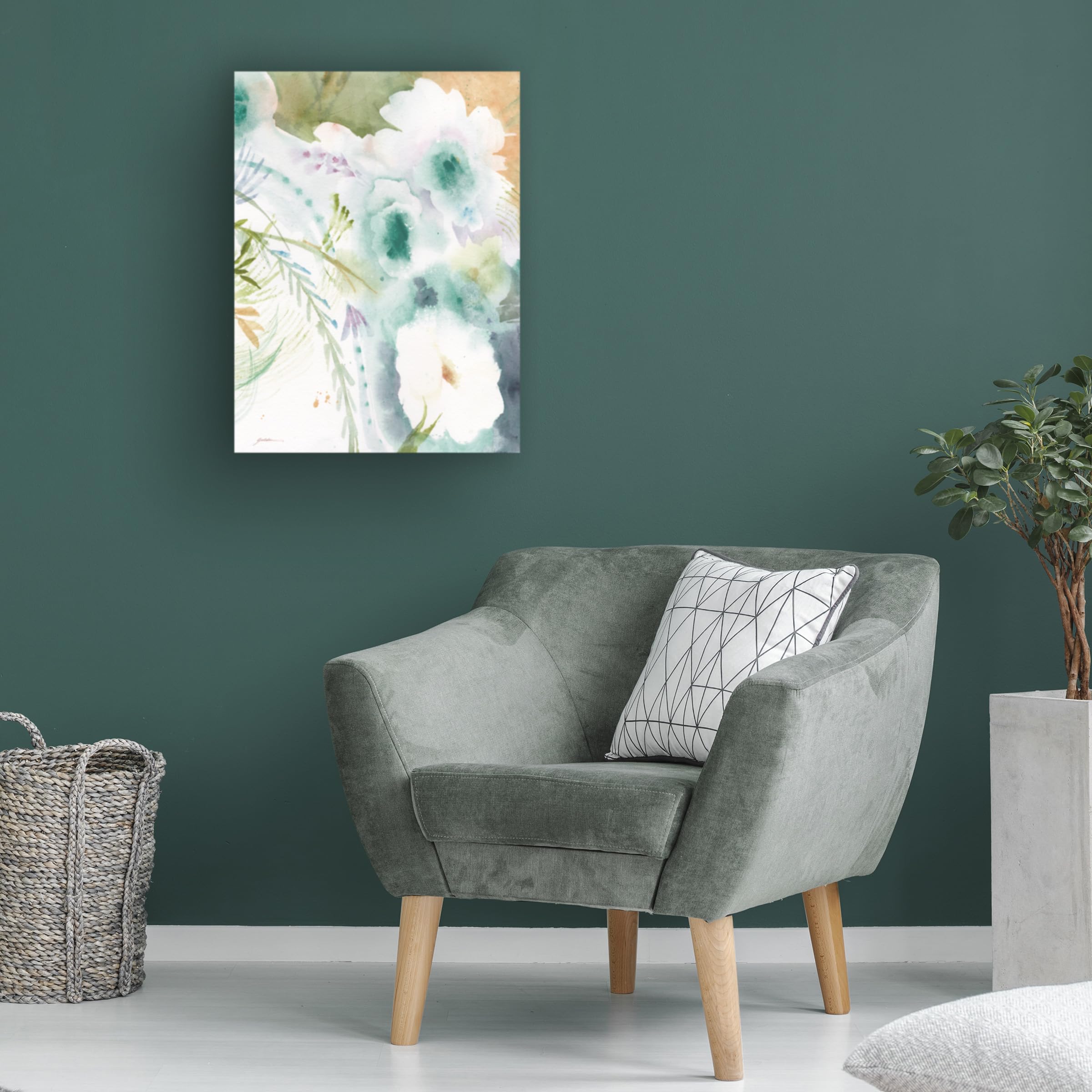Trademark Fine Art 'Cascade In Teal' Canvas Wall Art by Sheila Golden - Modern Abstract Painting for Living Room, Bedroom & Office Decor