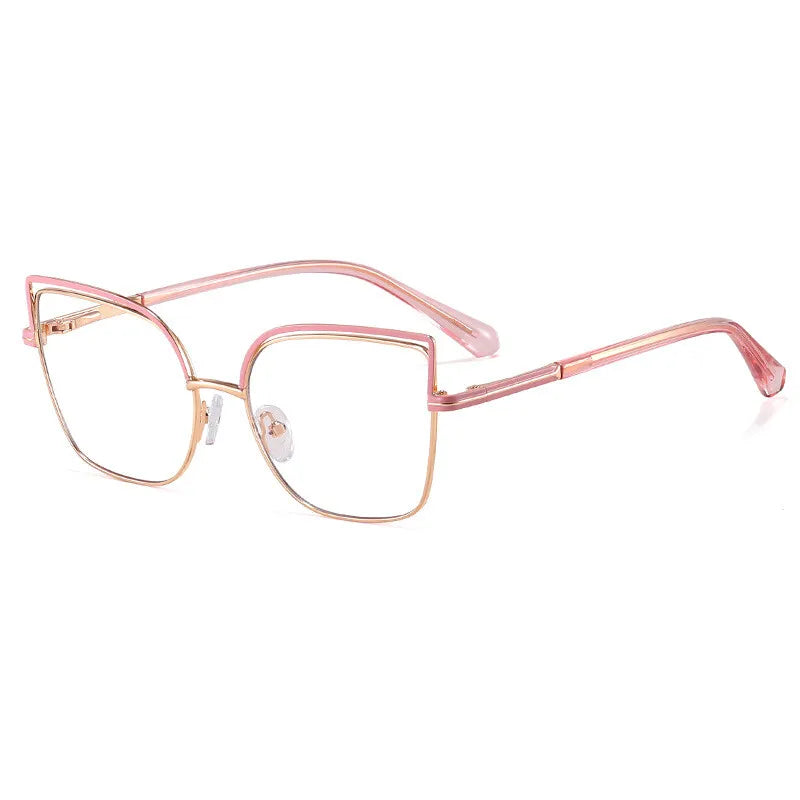 CCspace Women's Full Rim Square Cat Eye Alloy Eyeglasses Frame 301091 - Stylish Retro Glasses for Work, Reading & Fashion Accessories
