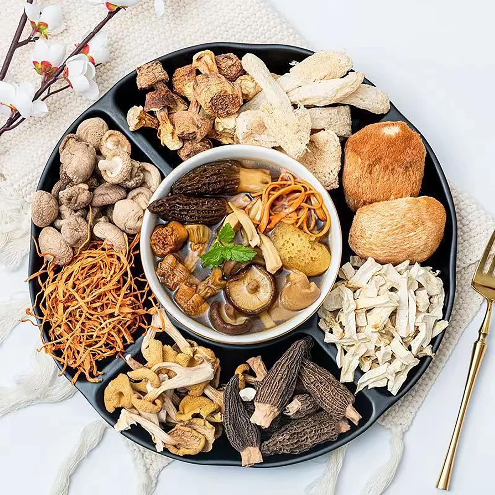 Premium 11-Type Mushroom Soup Mix - Dried Abalone & Nutritious Mushrooms, Yunnan Soup Ingredients, Qicaijungutang Mushroom Soup Packets (2 Bags) - Perfect for Healthy Cooking, Hot Pot & Asian Cuisine