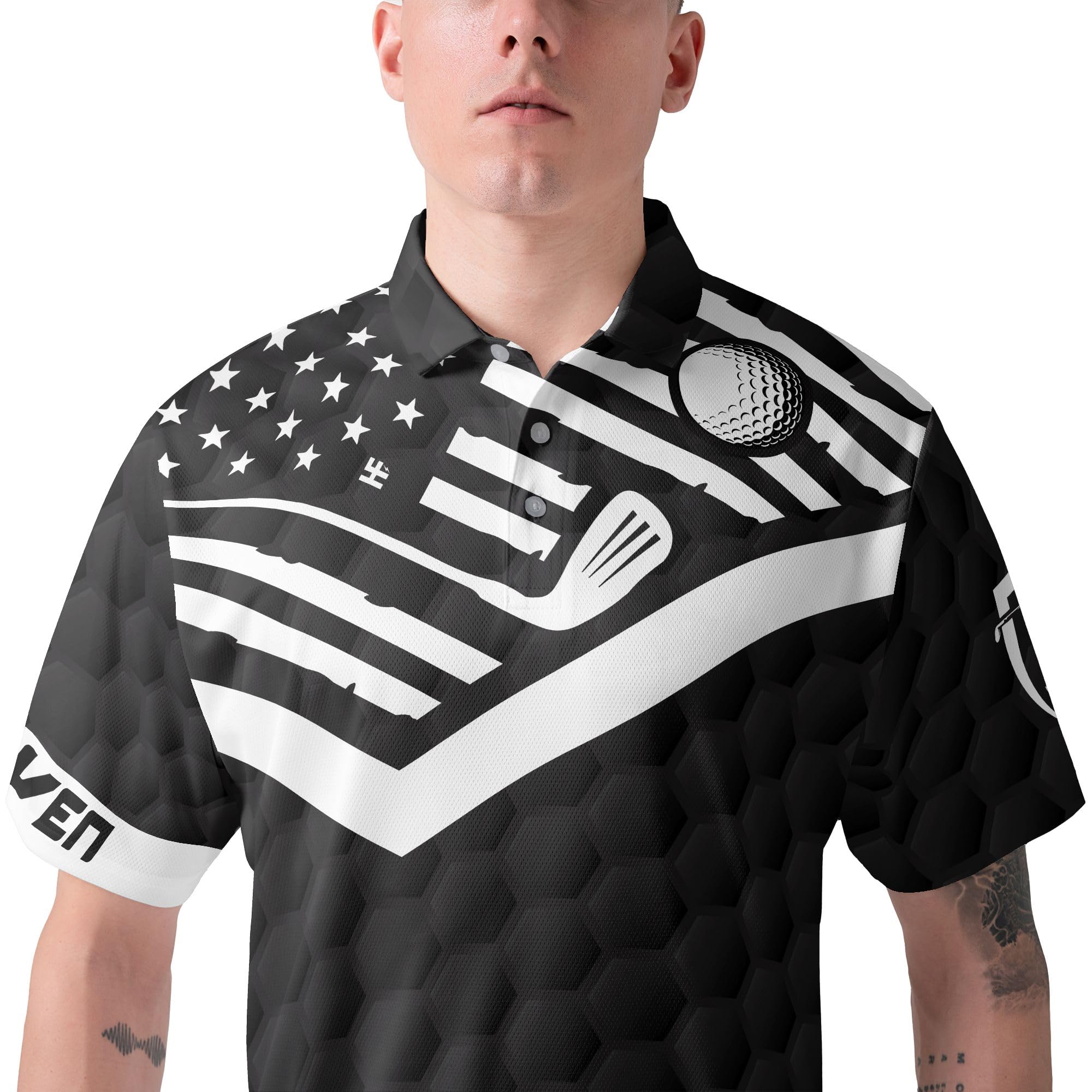 Custom Golf Polo Shirts for Men - Personalized Golf Club & Flag Design Short Sleeve Shirt | Breathable Performance Fabric for Golf Course, Club Events & Casual Wear