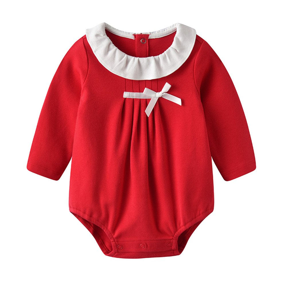 Newborn Baby Girls Clothes - Red Long Sleeve Bodysuit & Princess Romper Jumpsuit | Soft Cotton Infant Outfit for Photo Shoots, Parties & Daily Wear