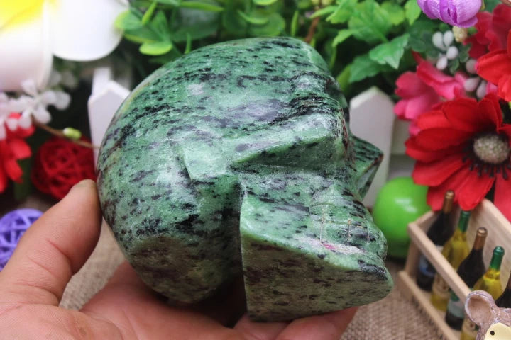 Natural Green Quartz Crystal Skull - 1323g Healing Stone for Meditation, Reiki, and Spiritual Energy Work - Perfect for Home Decor, Yoga, and Chakra Balancing