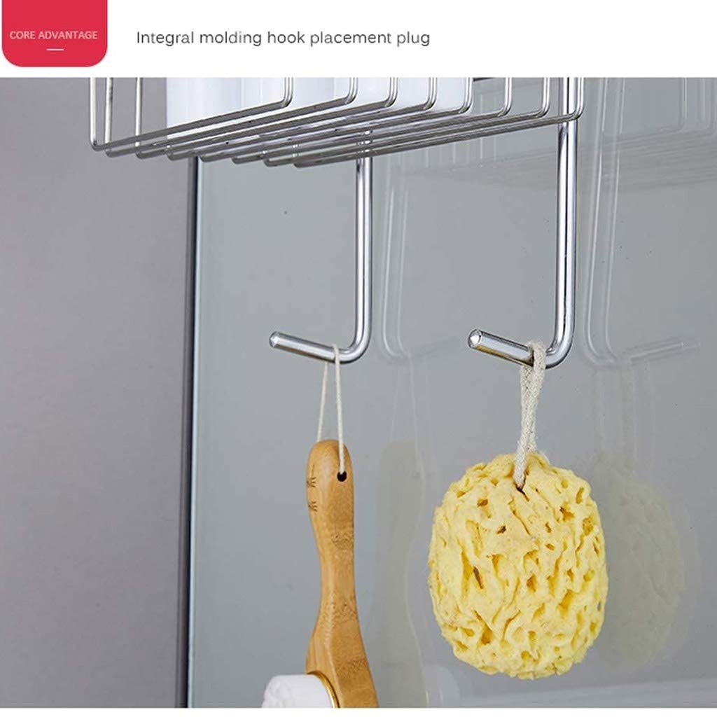 Stainless Steel Wall Mounted Bathroom Shower Rack - Double Hanging Basket for Glass Door, Multifunctional Storage Organizer for Shampoo, Soap & Towels - Perfect for Small Bathrooms & Showers