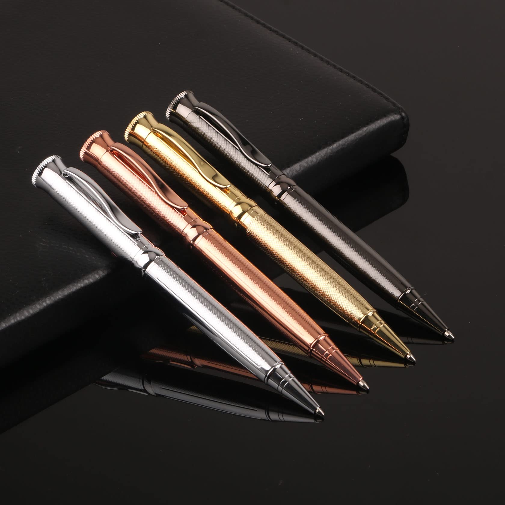 STONEGO Premium Metal Ballpoint Pen - Retractable Striped Rollerball Pen with 1.0mm Medium Point, Elegant Pewter Finish - Perfect Gift for Men & Women, Ideal for Office, Business, School, Writing & Daily Use