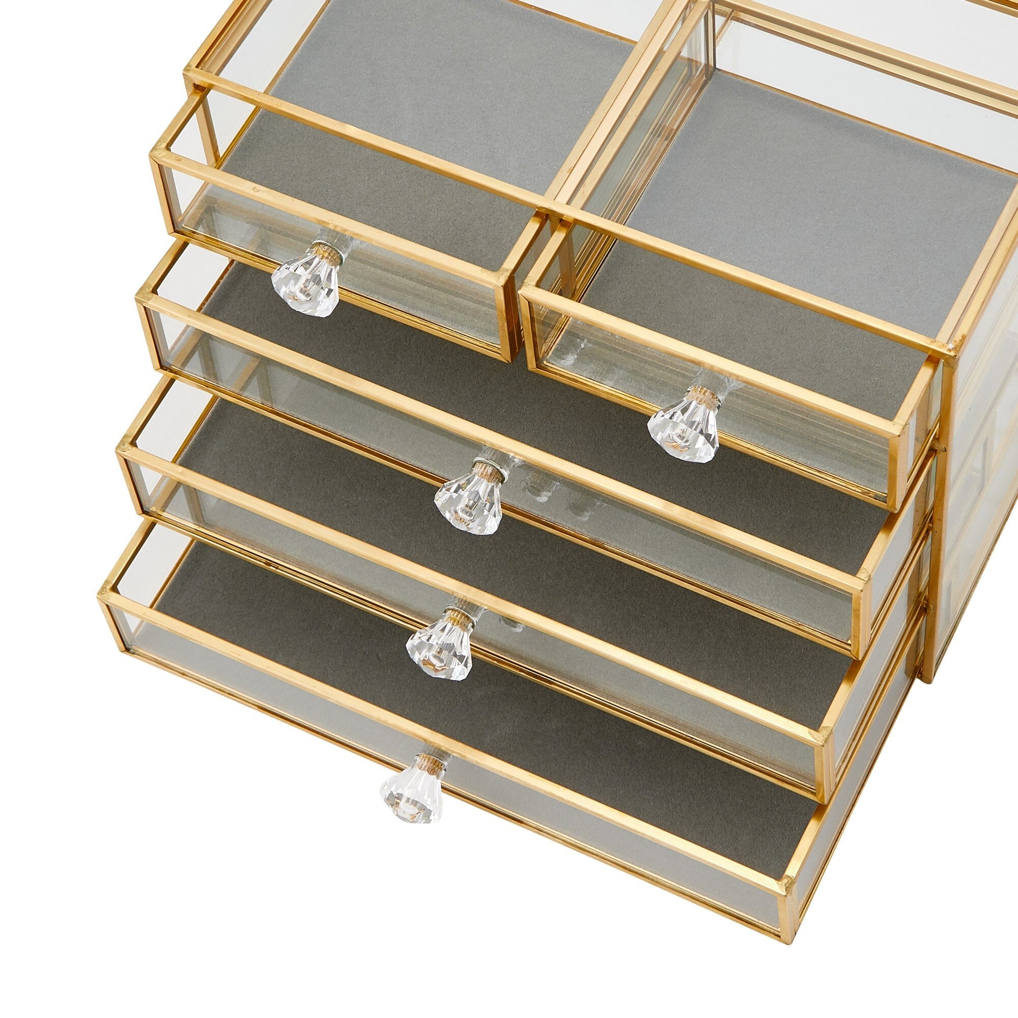 4-Section Glass Drawer Organizer for Jewelry, Makeup & Office Supplies - Perfect for Vanity, Bathroom & Closet Storage