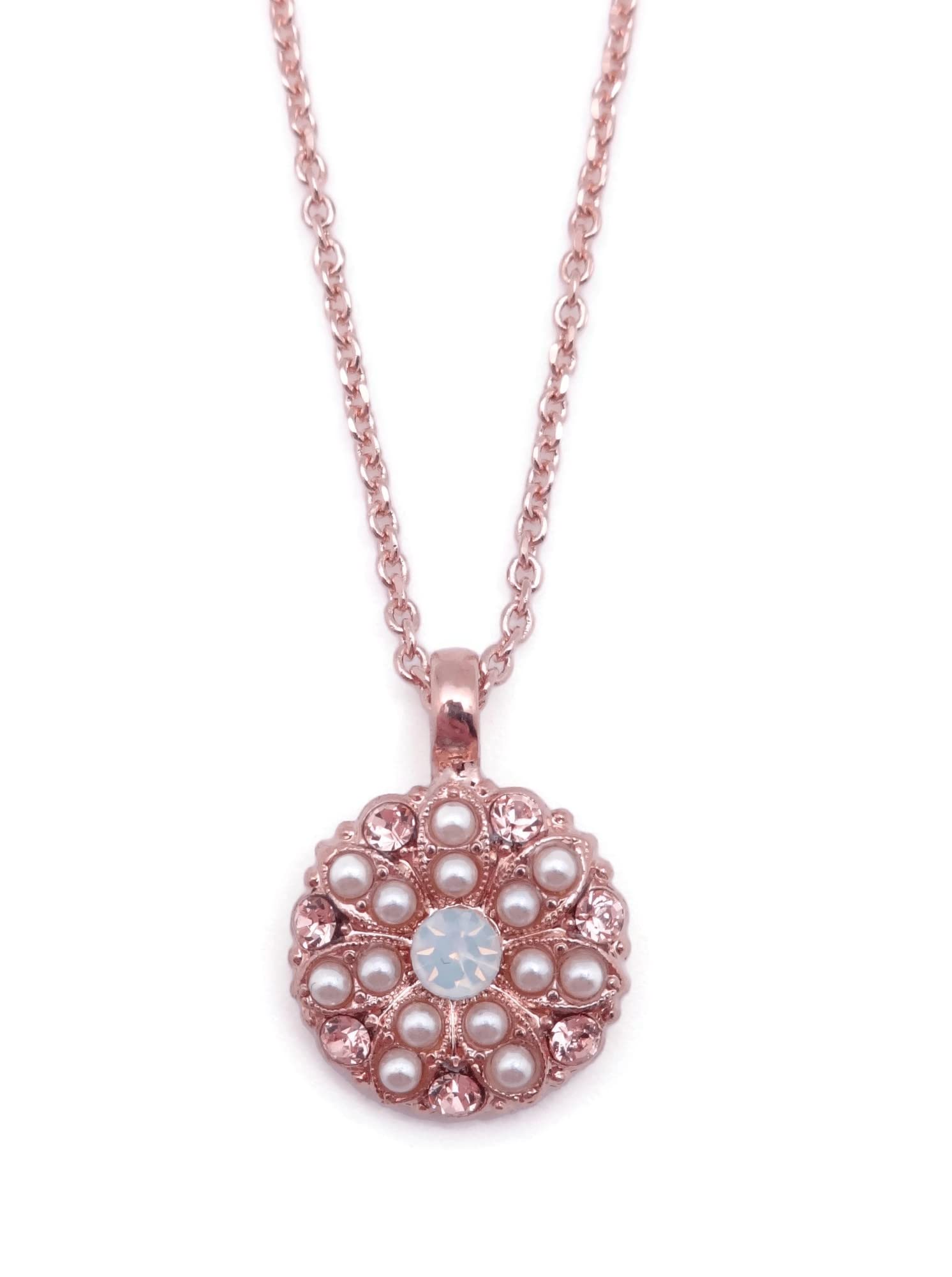 Mariana Cookie Dough Rose Gold Tone Guardian Angel Necklace with Peach & White Crystals - Perfect Gift for Women, Birthday, Anniversary, or Spiritual Protection Jewelry
