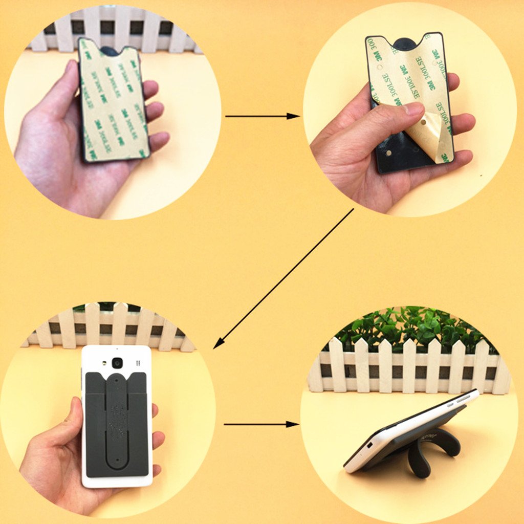 Stick-on Phone Stand Wallet - 6pcs Silicone Card Holder for Daily Use