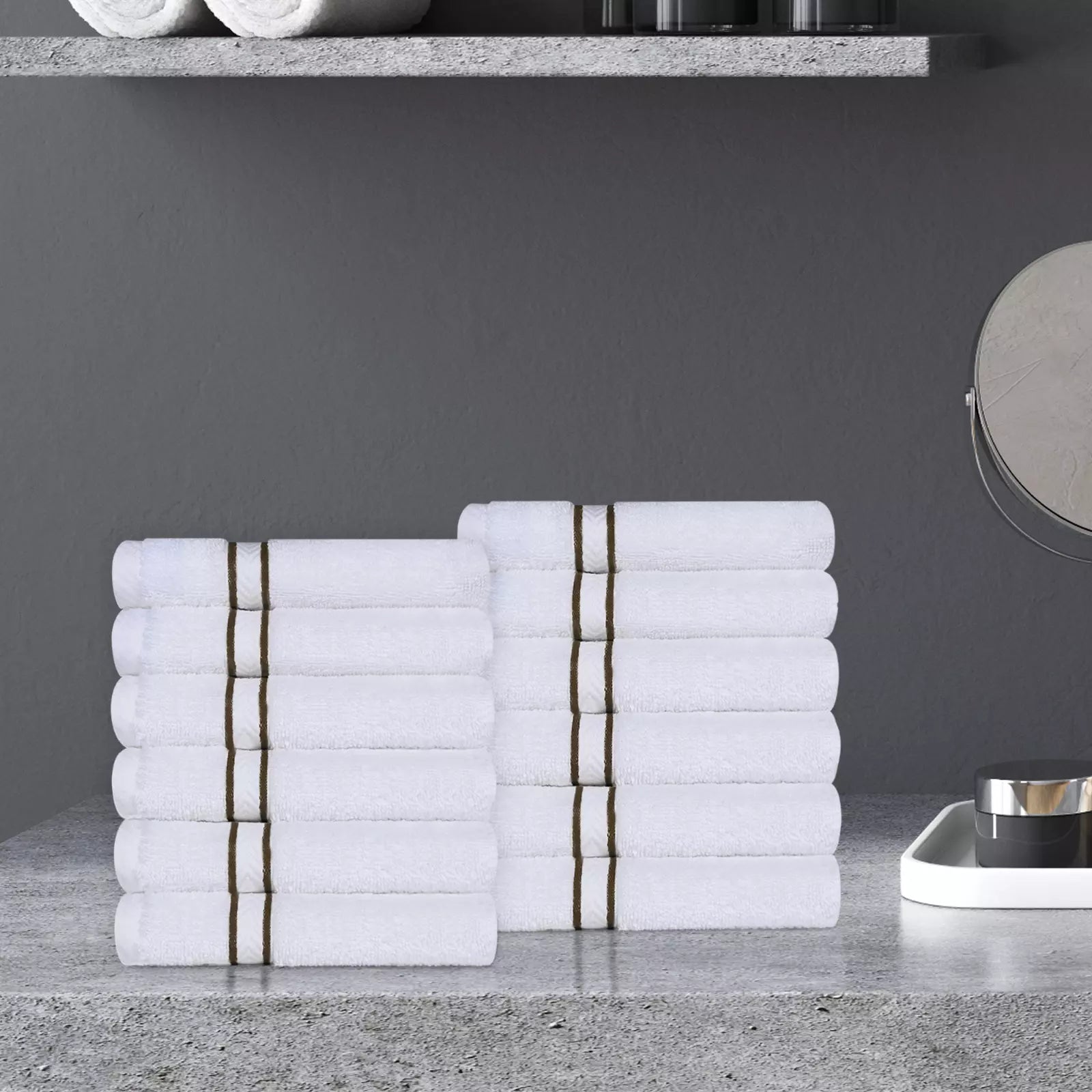Premium 12-Piece Turkish Cotton Face Towel Set - Ultra Soft, Highly Absorbent & Quick-Drying - Perfect for Spa, Gym, Travel & Daily Skincare Routine