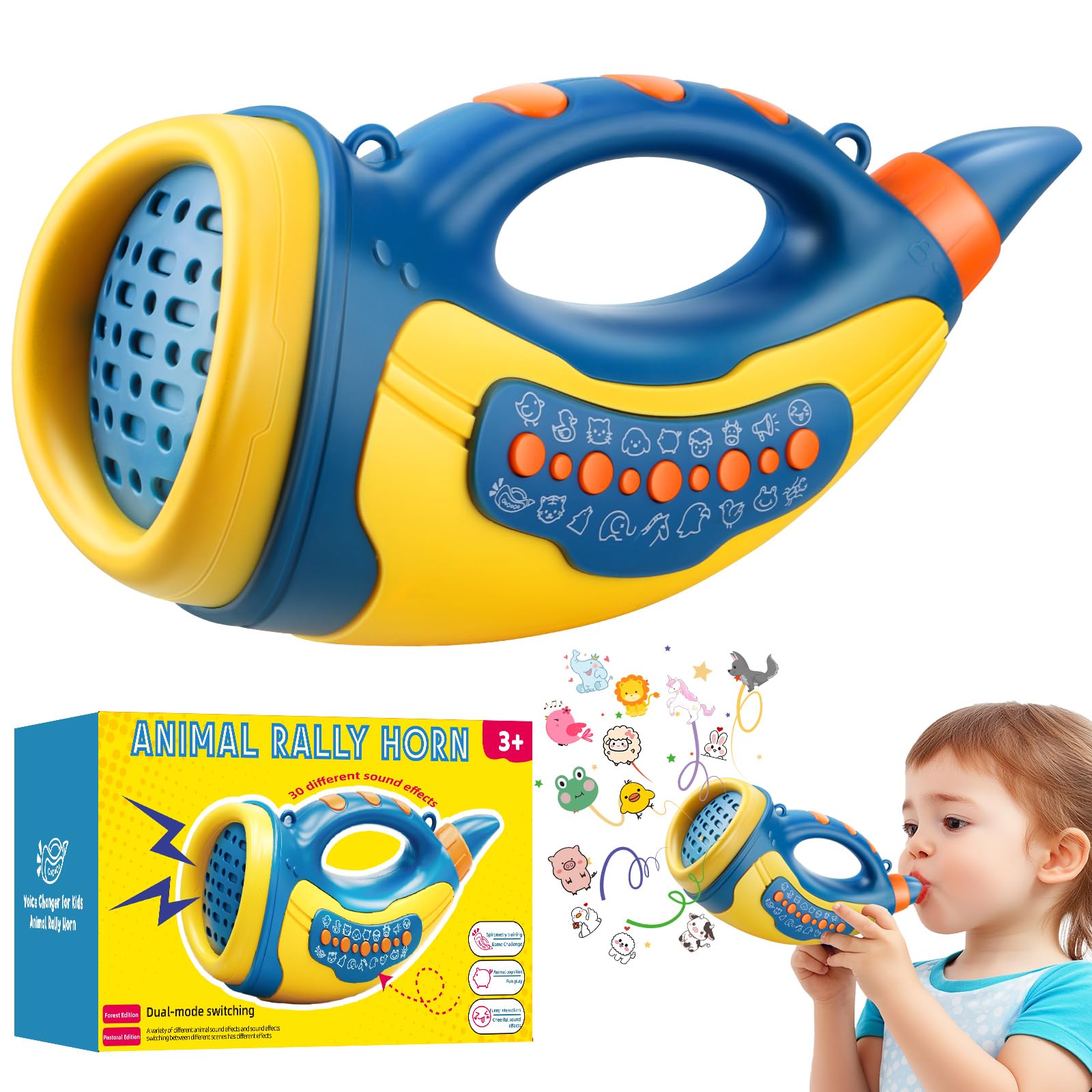 Voice Changer Toy for Kids Ages 3-8 - 30 Fun Animal Sounds & LED Lights | Interactive Hunting & Nature Exploration Outdoor Toy for Boys & Girls (Blue) - Perfect for Birthday Gifts, Camping Adventures & Pretend Play