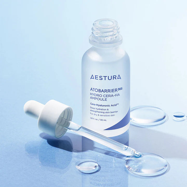 AESTURA Atobarrier365 Hydro Cera Ha Ampoule 30ml - Hydrating Facial Serum for Dry & Sensitive Skin | Korean Skincare for Daily Moisturizing & Skin Barrier Repair | Use for Night Routine & Anti-Aging Care