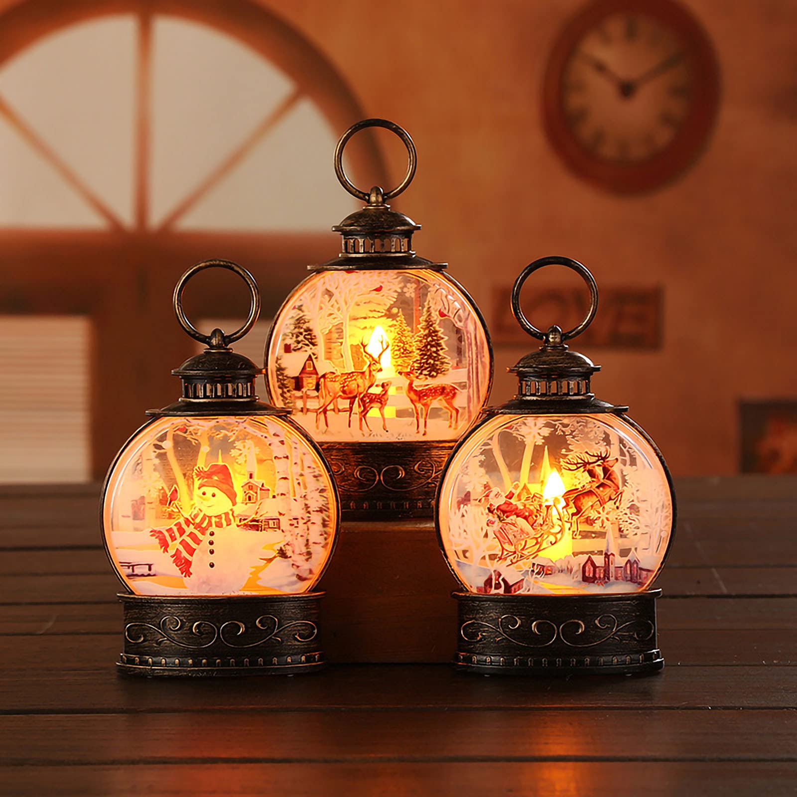 LED Christmas Candle Night Light - Battery Operated Flameless Candles with Flat Color Printing, Holiday Home Decor for Christmas Tree, Fireplace, Table Centerpiece & Gift Giving