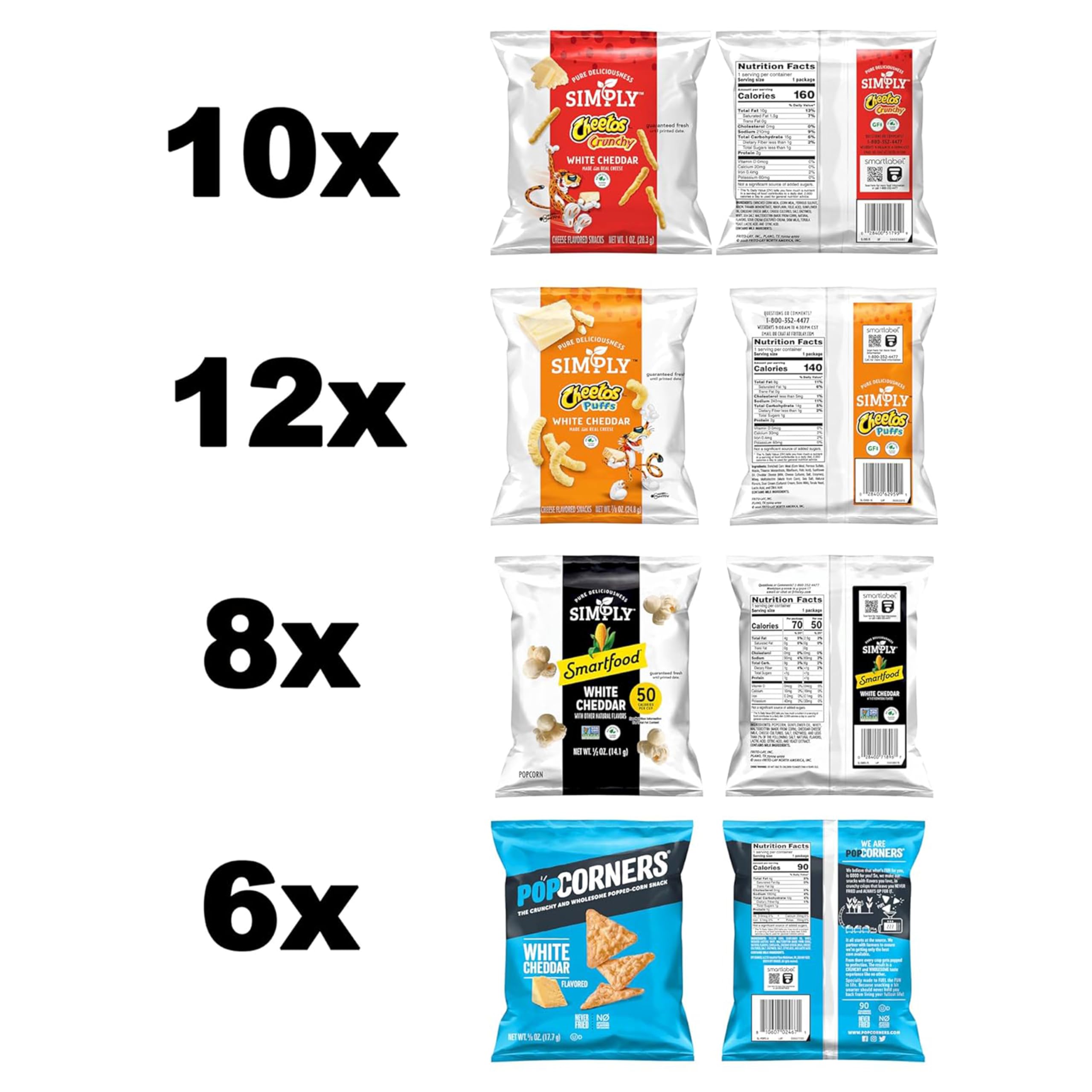 Frito Lay White Cheddar Cheese Snacks Variety Pack - 36 Count | Crunchy Party Snacks for Office, School & Movie Nights - Perfect for Lunchboxes, Game Day & Road Trips