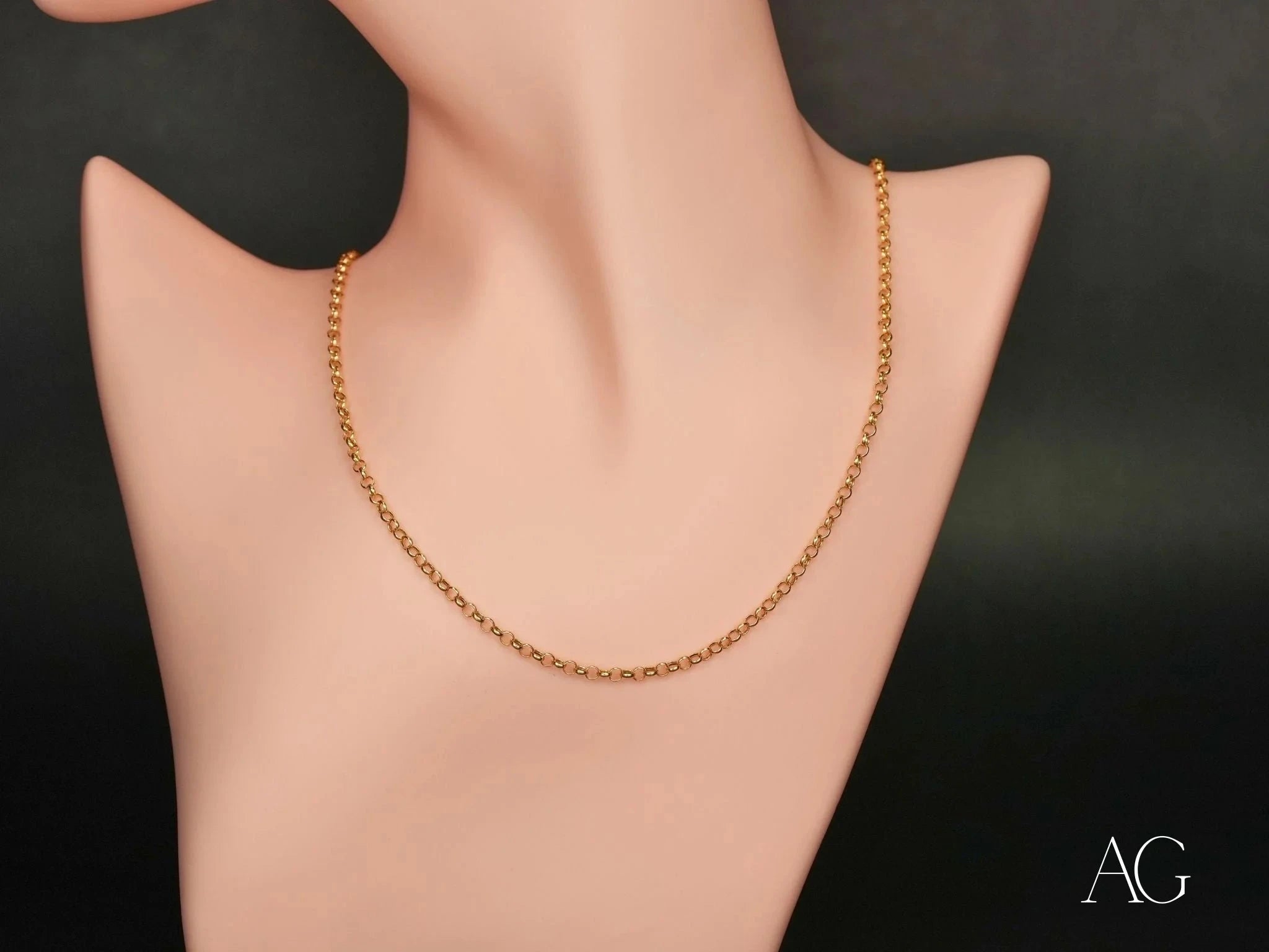 18K Gold Rolo Chain Necklace - 2.7mm Classic Round Link Design for Women, Men | Perfect for Layering, Gift Giving & Everyday Wear