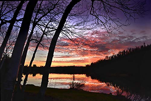 20x30 Inch Laminated Autumn Lake Sunset Landscape Poster - Vibrant Colors & High-Quality Print - Perfect for Living Room, Bedroom or Office Wall Decor