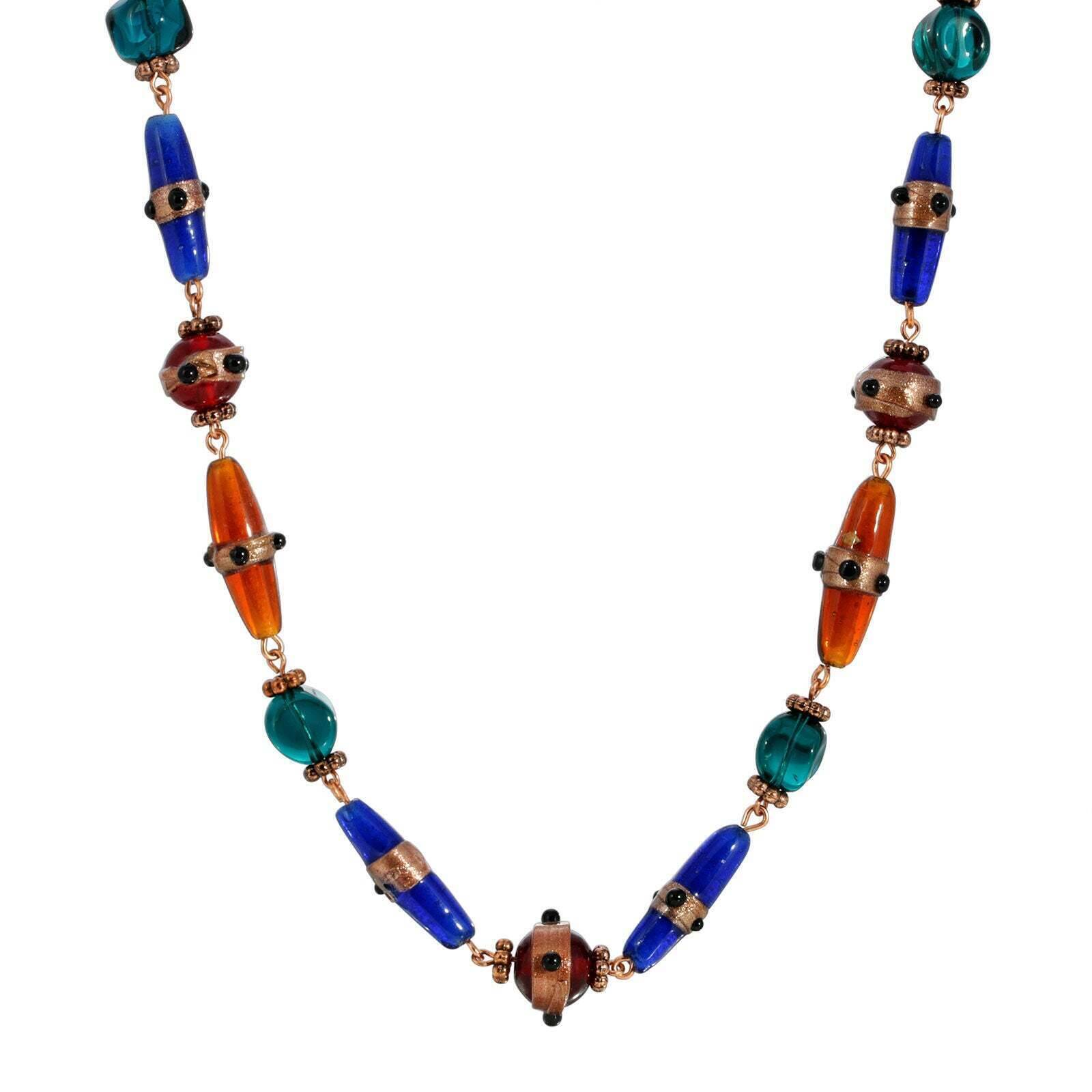 1928 Bohemian Multi-Color Beaded Necklace with 3