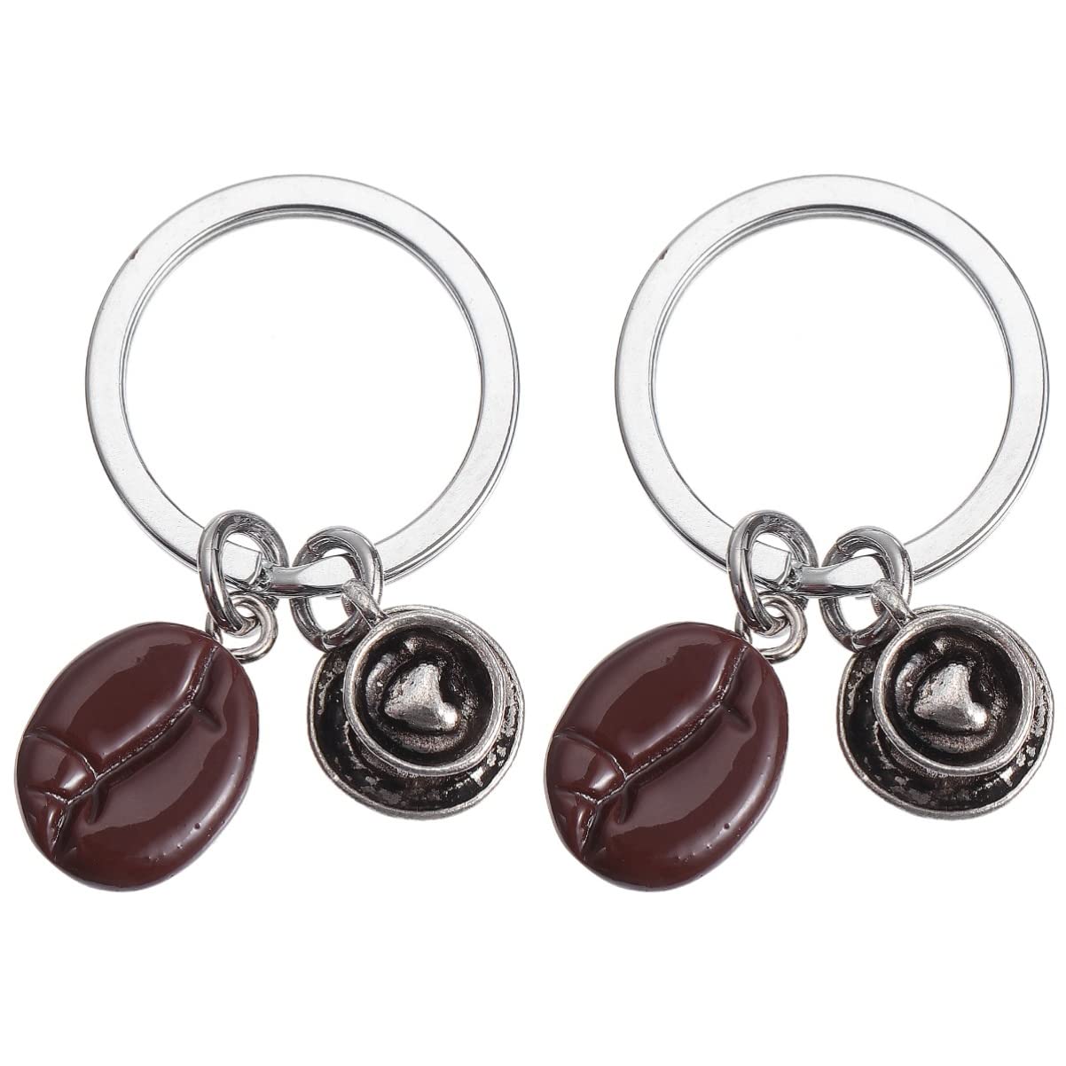 VALICLUD 2 Pack Cute Coffee Bean Keychains for Women - Metal Coffee Keychain for Handbags, Purses & Car Keys - Perfect Coffee Lover Gift for Baristas & Friends (Ideal for Coffee Shops, Office & Travel)