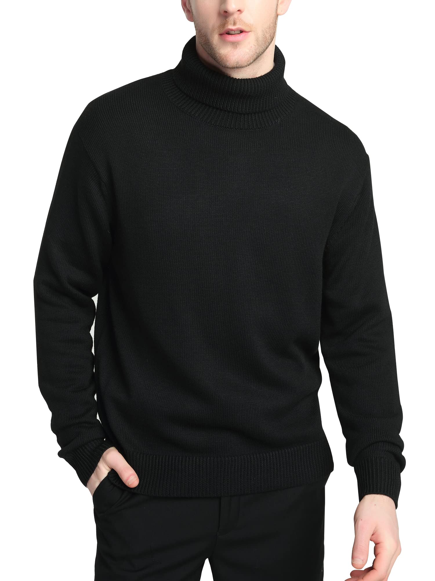 Men's Wool Blend Turtle Neck Sweater - Cozy Winter Pullover for Casual Wear