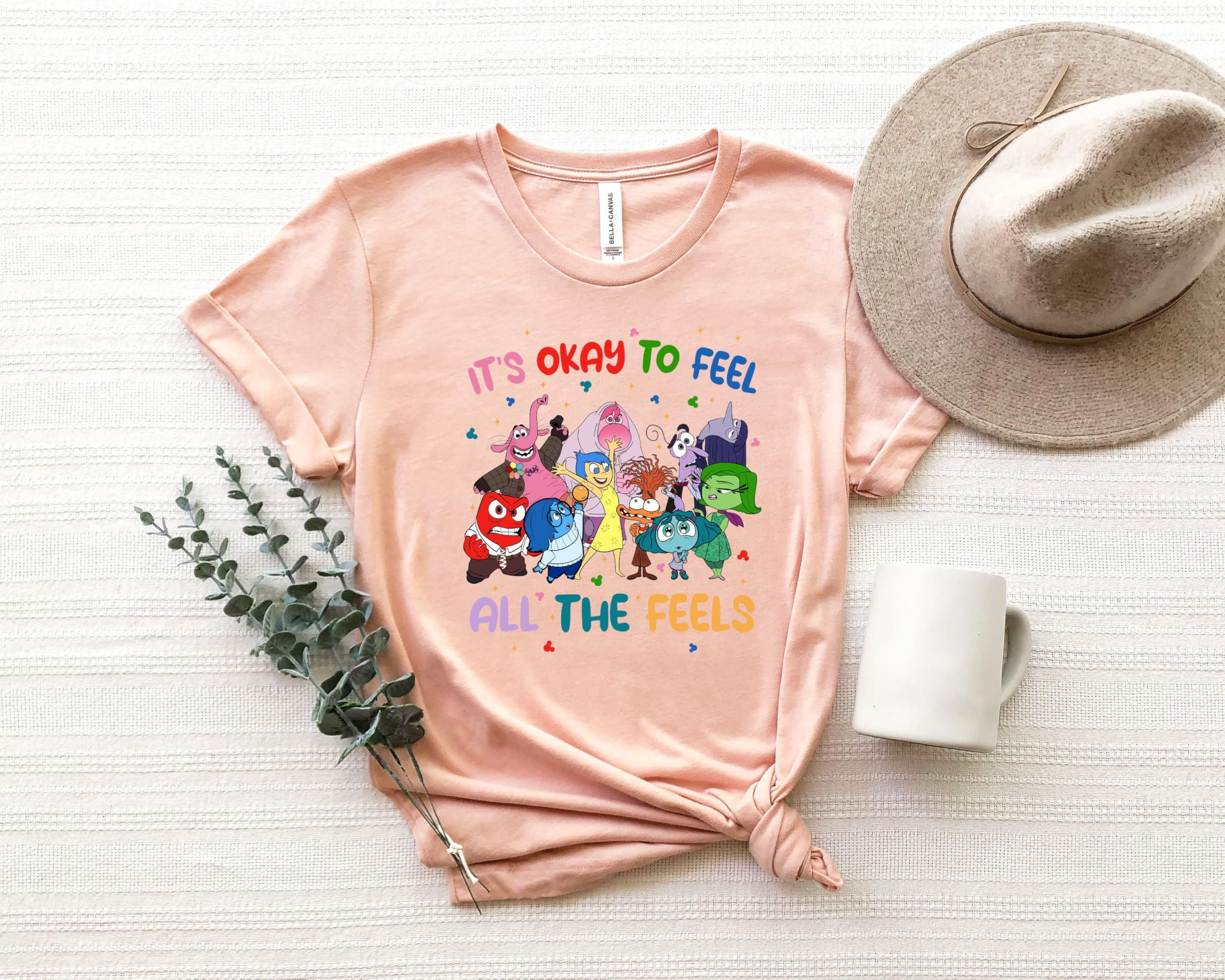 Inside Out It's Okay To Feel All The Feels T-Shirt - Emotional Awareness & Mental Health Shirt for BCBA, Speech Therapy, Paras & Inclusive Education - Perfect for Autism Awareness, Therapy Sessions & Self-Care Days