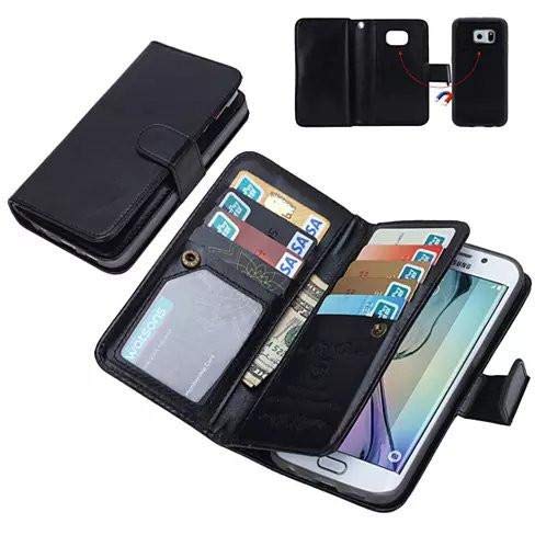 Premium Removable Wallet Case with Wrist Strap for iPhone 6 Plus - Slim Protective Phone Cover with Card Slots & ID Holder - Perfect for Travel, Shopping & Everyday Use (White)