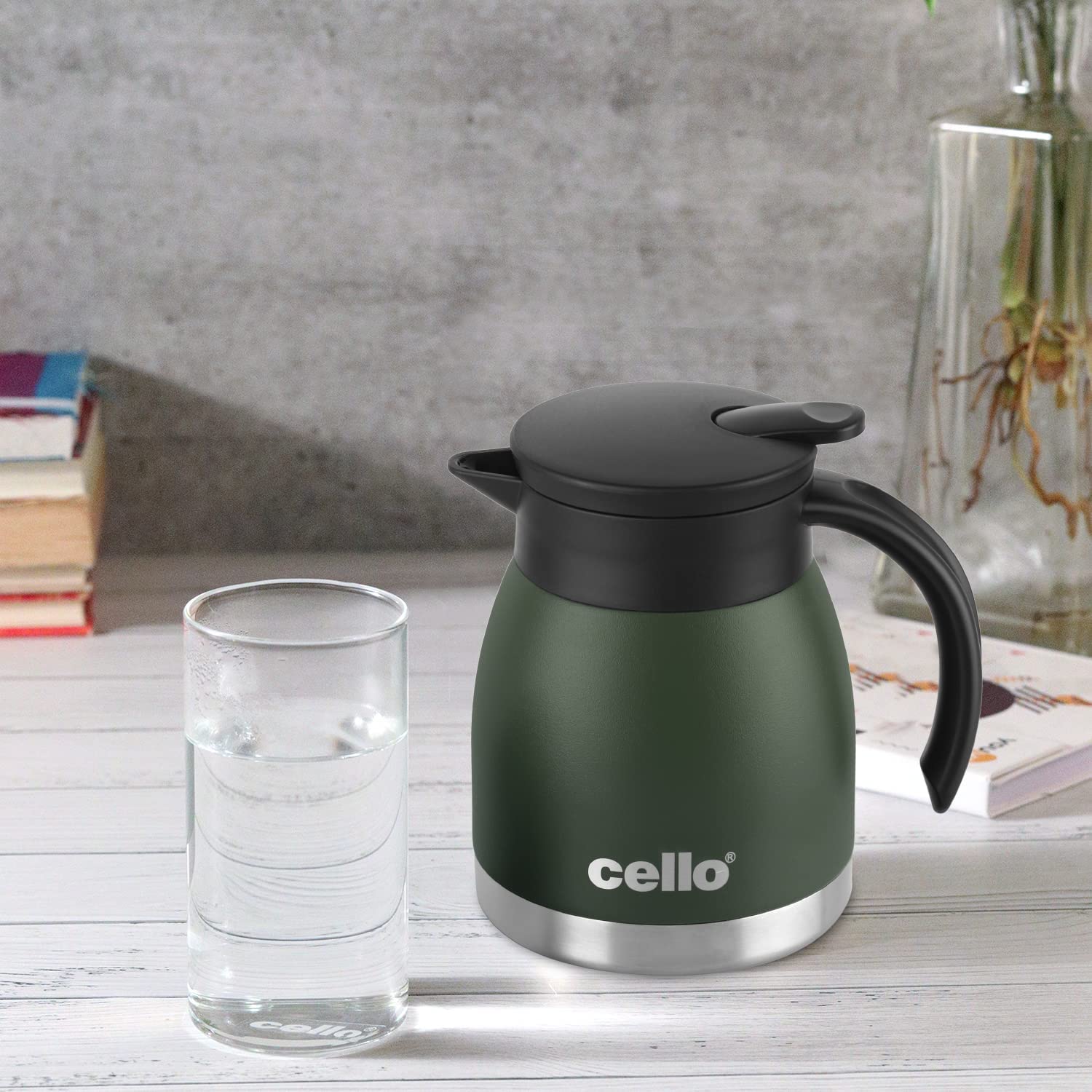 Premium Cello Duro Vacuum Insulated Stainless Steel Teapot - 600ml Hot & Cold Flask with Durable DTP Coating - Perfect for Travel, Office, Home & School - Ideal for Coffee, Tea & Beverages On-The-Go