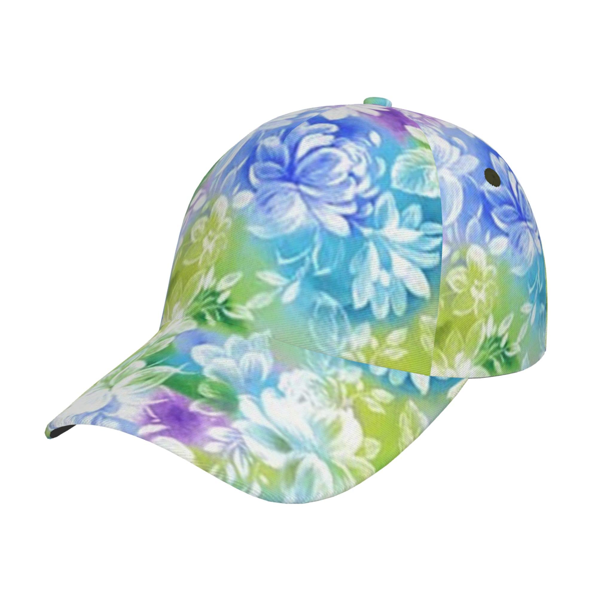 Blue Mimosa Watercolor Floral Baseball Cap - Adjustable Dad Hat for Men & Women, Low Profile Trucker Sports Sun Hat | Perfect for Outdoor Activities, Sports, and Casual Wear