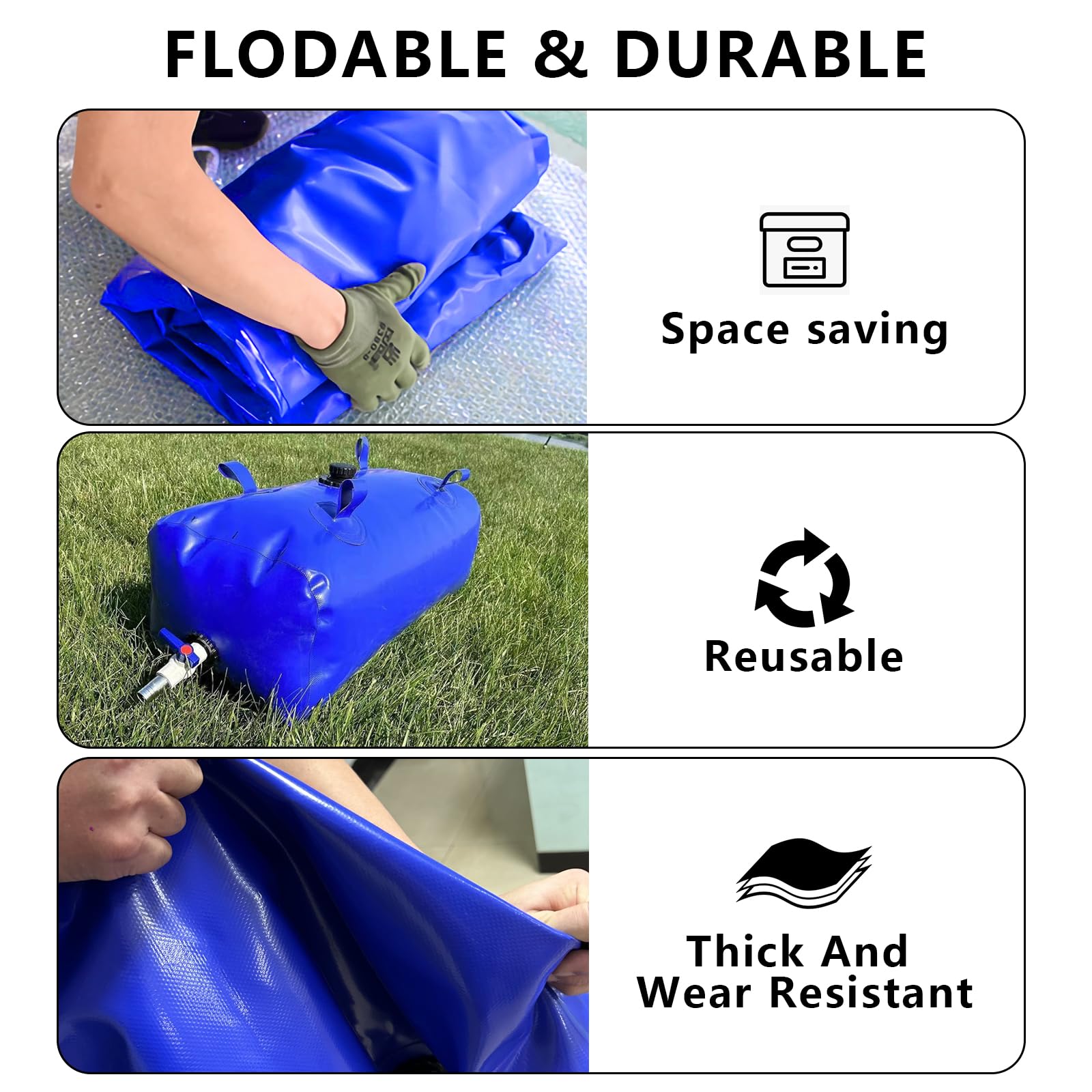 XITAO 29 Gallon (110L) Portable Foldable Water Storage Bladder - Large Capacity Emergency Water Tank for RV Camping, Drought Survival, Fire Prevention & Farm Irrigation | Outdoor, Disaster Preparedness & Agricultural Use