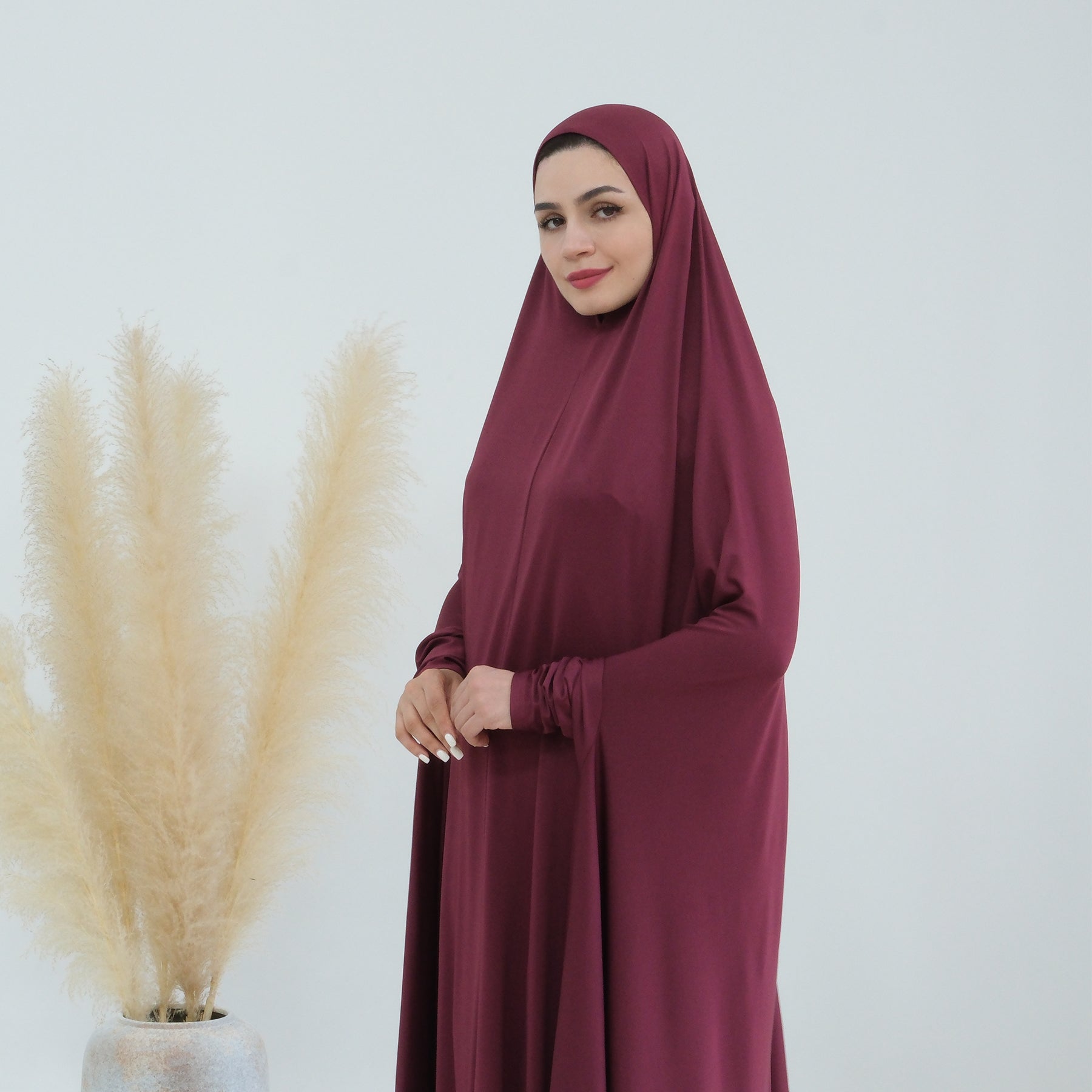 Awra Cape Hijab Combo - Wine Red Modest Muslim Scarf & Shawl Set for Women - Perfect for Prayer, Work, and Special Occasions