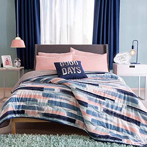 Reversible Comforter Set 6-Piece Twin Size for Teen Girls - Soft Brush Strokes Design, Bed Sheet Set for Cozy Sleep & Stylish Bedroom Decor