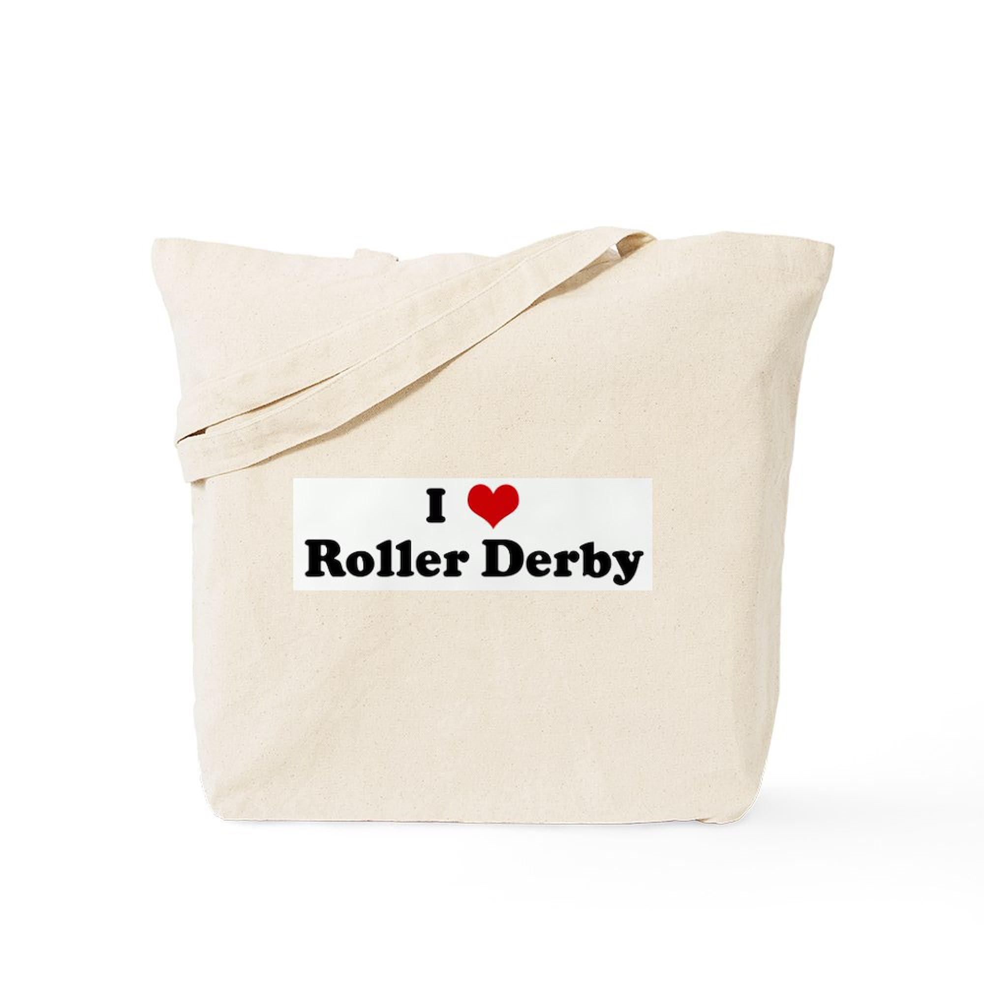 I Love Roller Derby Tote Bag - Natural Canvas Reusable Shopping Bag for Groceries, Beach & Gym | Eco-Friendly Cotton Tote with Reinforced Handles