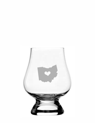 Ohio Heart States Whisky Glass 2.5oz - Perfect for Bourbon Tasting & Gifts