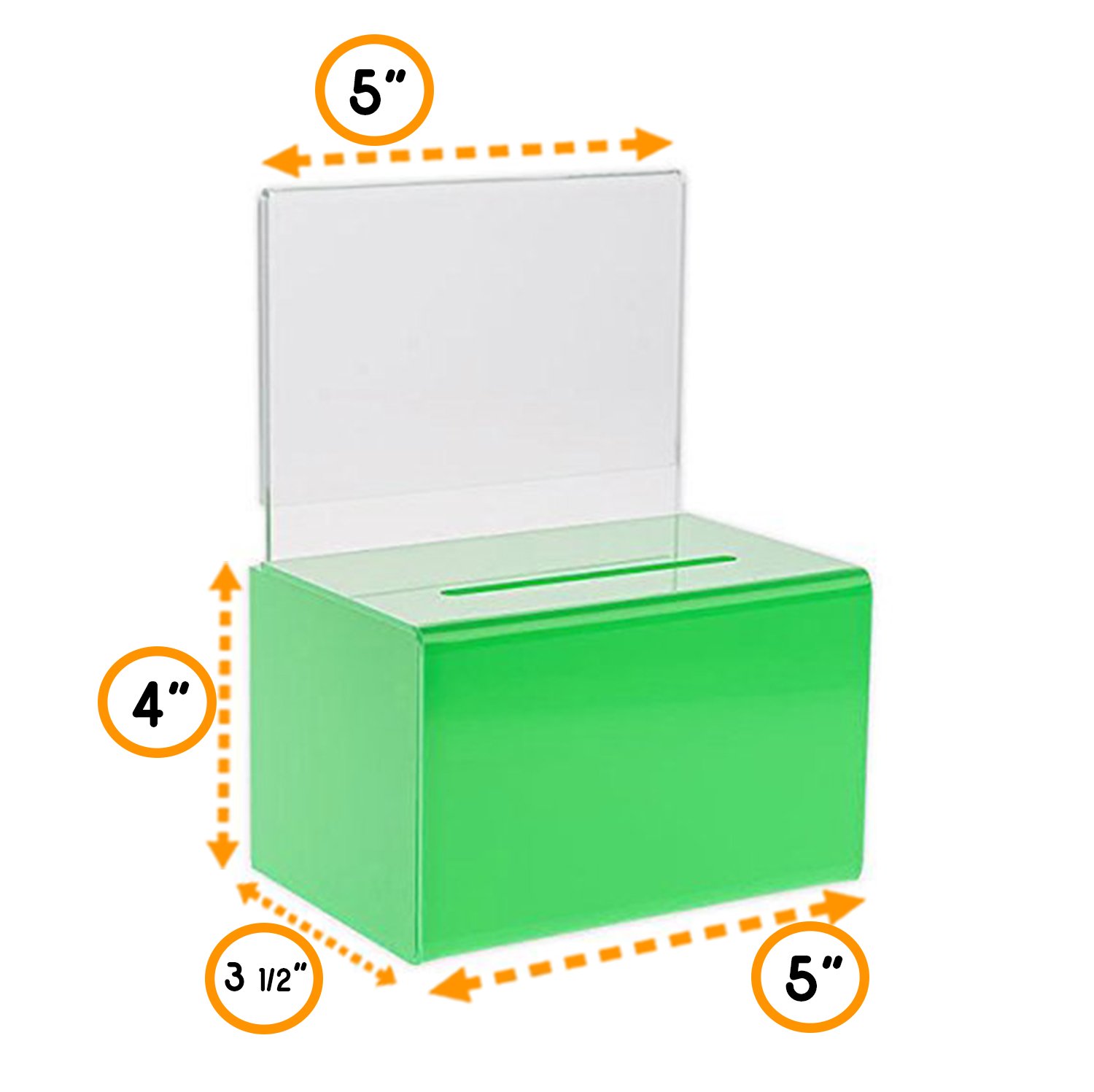 SourceOne Small Green Donation Box with Sign Holder & Lock - Secure Charity Collection Box for Churches, Schools & Fundraising Events