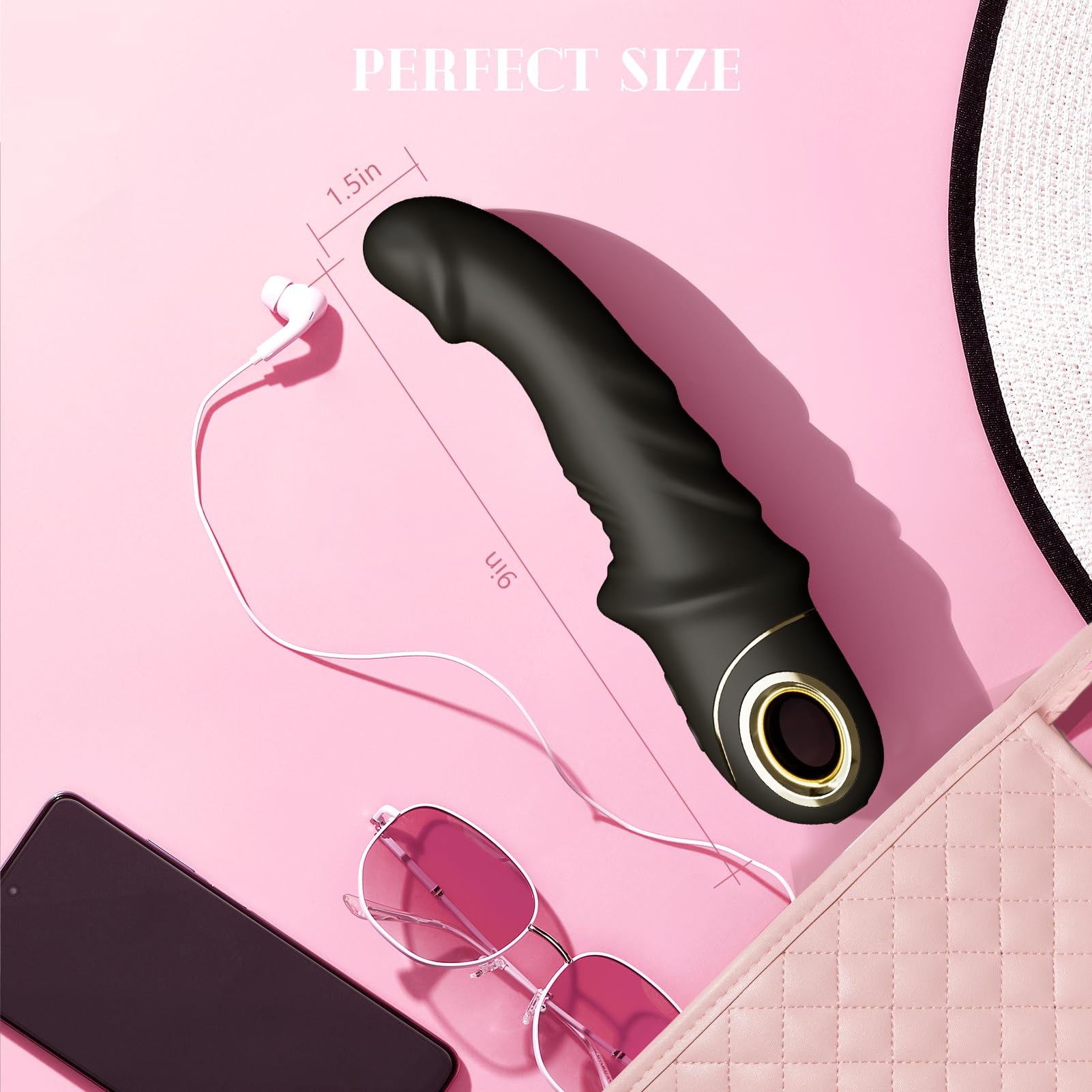 9 Inch G Spot Vibrator for Women - 9 Powerful Vibration Modes, Ultra Quiet Black Dildo with Raised Ridges for Clitoral & Anal Stimulation | Perfect for Solo Play, Couples & Sensual Exploration
