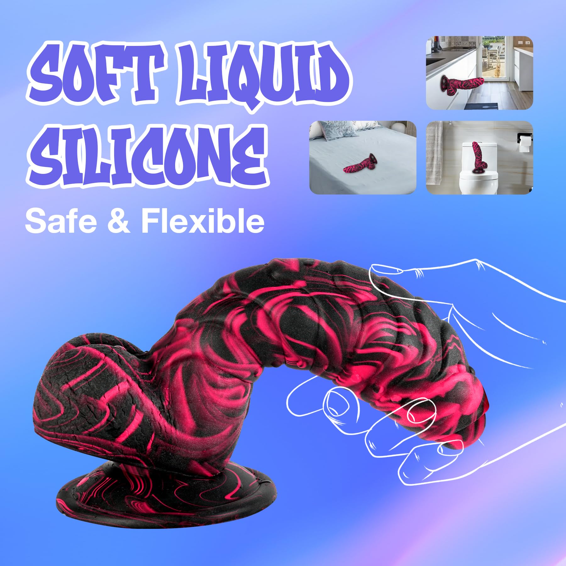 Realistic 7.16 Inch Silicone Dildo for Adults - Thick Monster Cock with Strong Suction Cup, G-Spot & Clitoral Stimulation Toy for Women, Men & Couples | Perfect for Solo Play, Couples Intimacy & BDSM Scenes