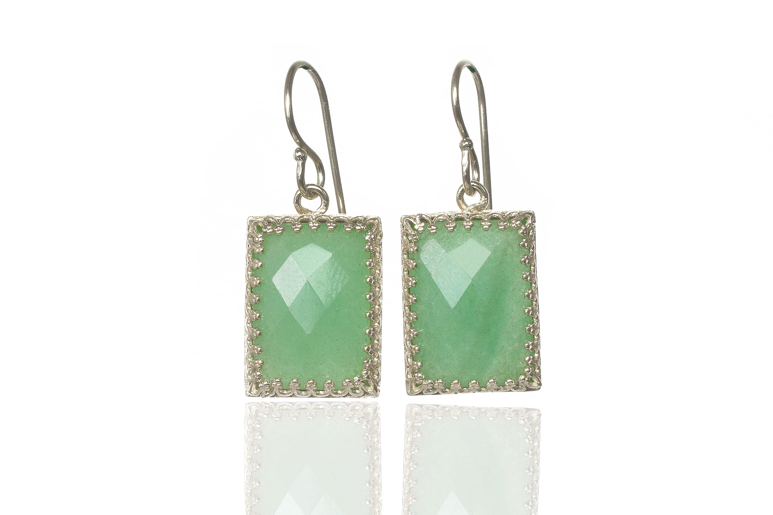 Vivid Green Aventurine Crystal Dangle Earrings - Handmade Gemstone Statement Jewelry with Gift Box - Perfect for Parties, Weddings & Special Occasions