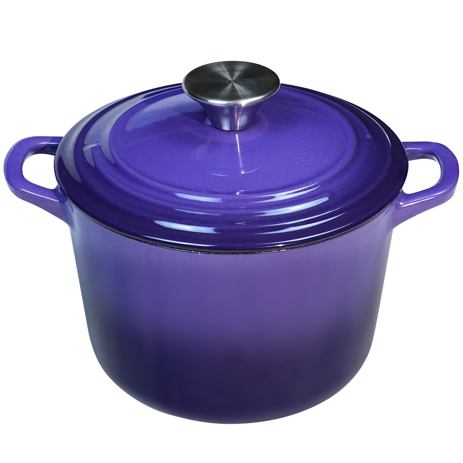 1.8 qt Purple Enameled Cast Iron Dutch Oven with Lid - Perfect for Bread Baking, Rice Cooking & Stews - Heavy Duty Oven Safe Pot with Handles for Stovetop, Oven & Camping Use