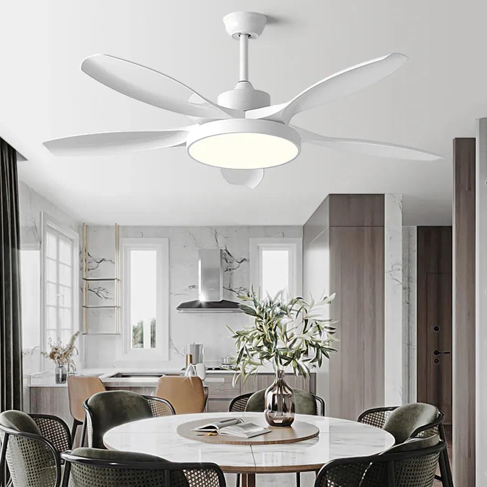 White Wooden Ceiling Fan with LED Light Kit - 52 Inch Modern Farmhouse Style - Perfect for Bedroom, Living Room, and Outdoor Covered Patio